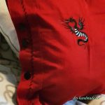 Kissenbezug rot mit Drachen