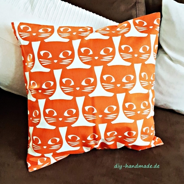 orange Kissenbezug Katzen