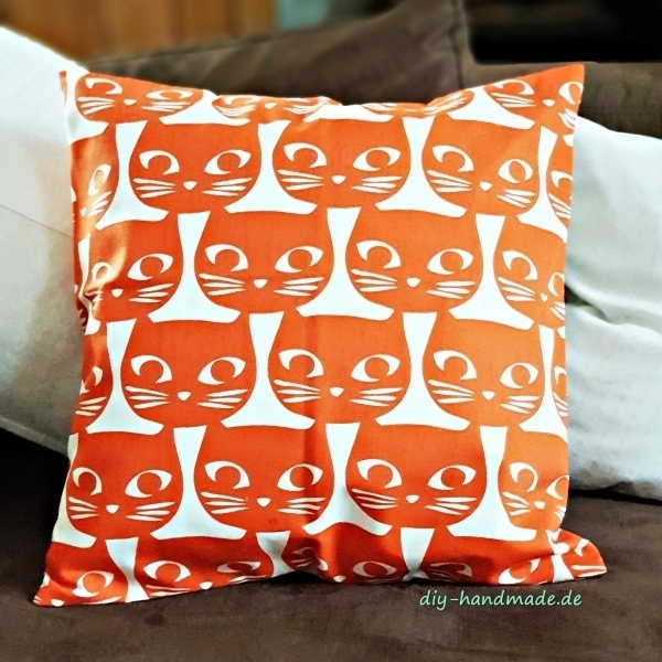 orange Kissenbezug Katzen
